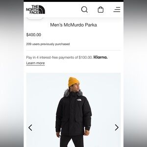 Men’s Northface McMurdo Parka - Black (L)